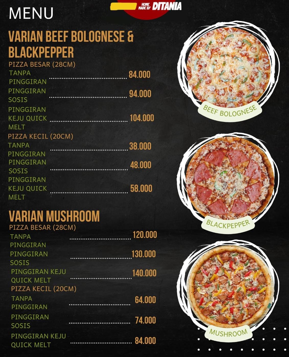 pizza mushroom pinggiran sosis (28cm)