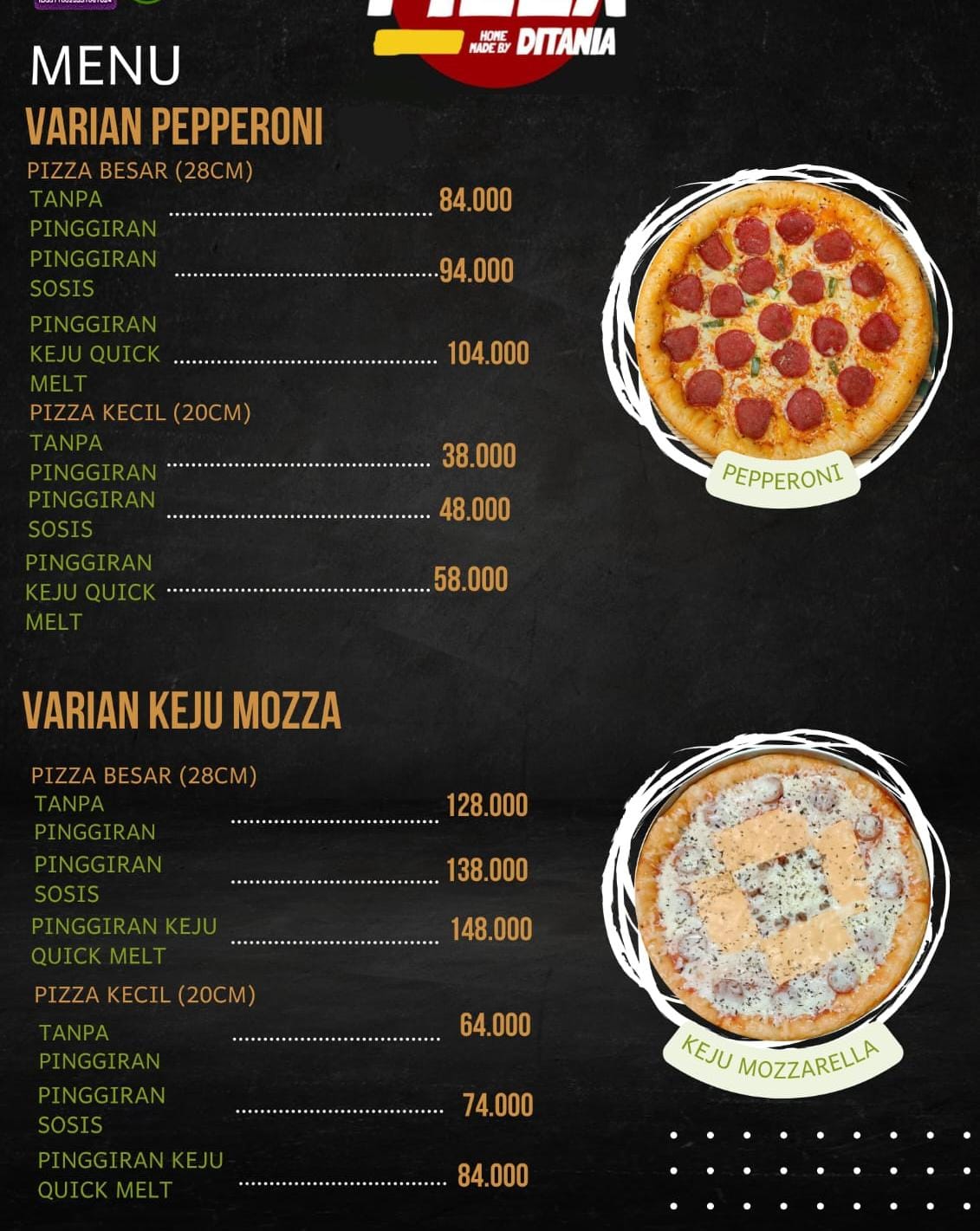 pizza pepperoni  tanpa pinggiran (28cm)